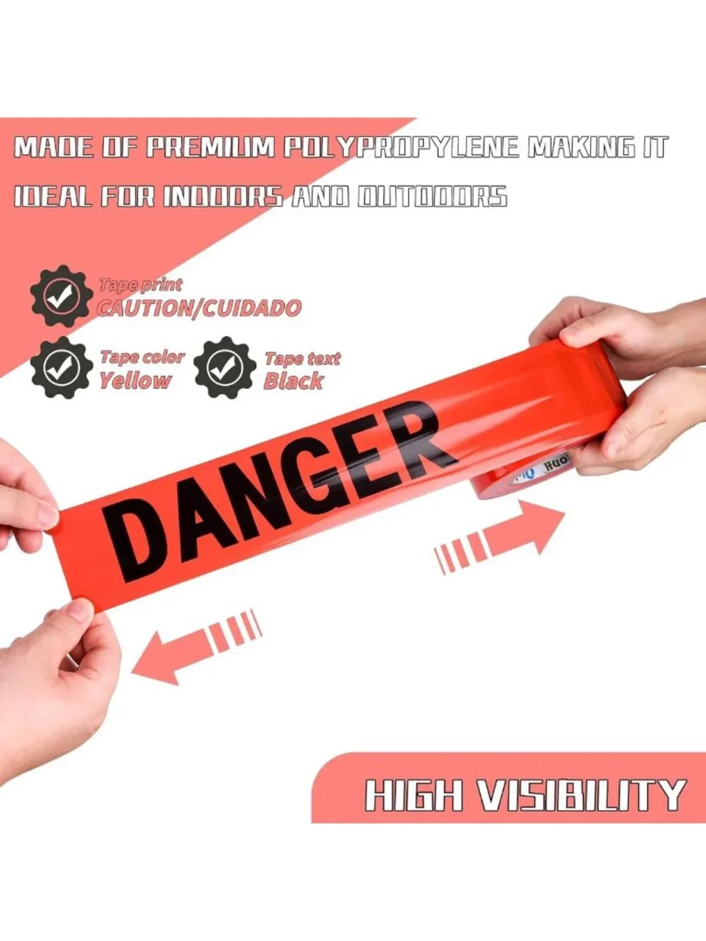 12 Pack Red Danger Tape 3” x 1000’ - Halloween Decor, High Visibility